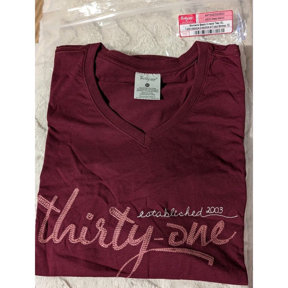 Thirty-One Embroided T-Shirt XL Maroon (Deep Merlot) "Established 2003"‎ Retired